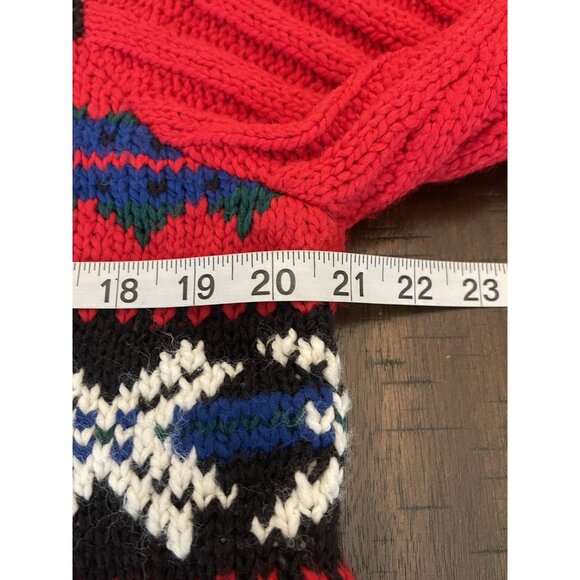 Vintage Red Nordic Fair Isle Sweater Mock Neck Winter Ski Lodge Knit Pullover XL - Picture 5 of 8